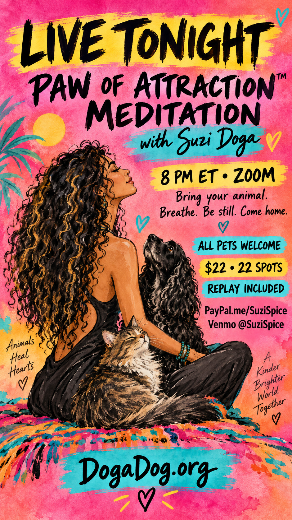 The Paw of Attraction™ Meditation with Suzi Doga — live on Zoom September 22 at 8 PM Eastern